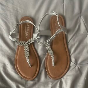 Cute Silver and Brown Sandals - Size 9